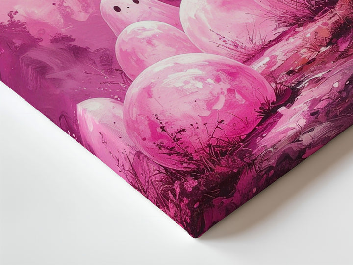 Dreamy Pink Ghost Cluster Canvas – Surreal Mystical Halloween Wall Art - Gifitto