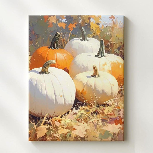 Golden Harvest Pumpkin Canvas – Minimal Autumn Still Life with Rustic Charm - Gifitto