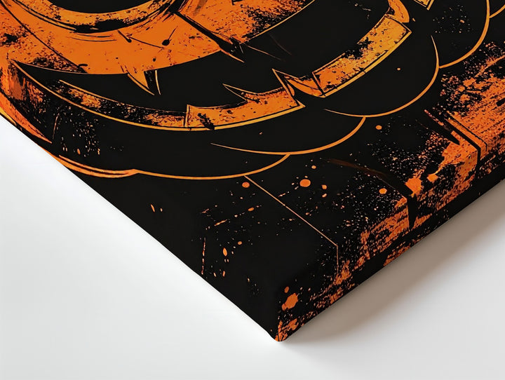 Punk Horror Jack-O'-Lantern Canvas – Grungy Orange Face on Black Texture - Gifitto