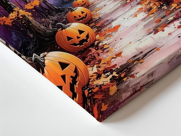 Whimsical Halloween Path Canvas – Glowing Jack-o’-Lanterns & Arching Trees - Gifitto