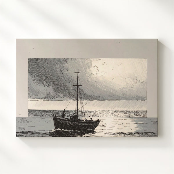 Faithful Journey Canvas – Hand-Drawn Fishing Boat with Cross Sail - Gifitto