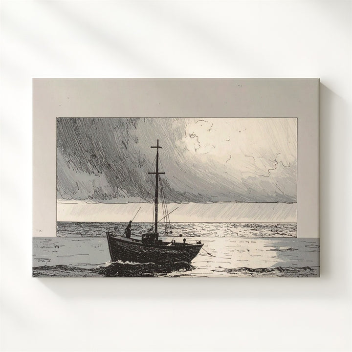 Faithful Journey Canvas – Hand-Drawn Fishing Boat with Cross Sail - Gifitto
