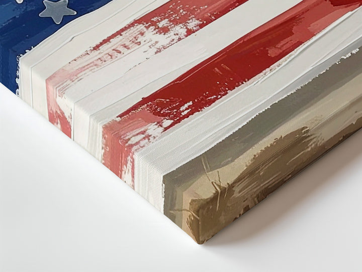 Hand-Painted Abstract Flag Canvas – Rustic Brushstroke Americana Wall Art - Gifitto
