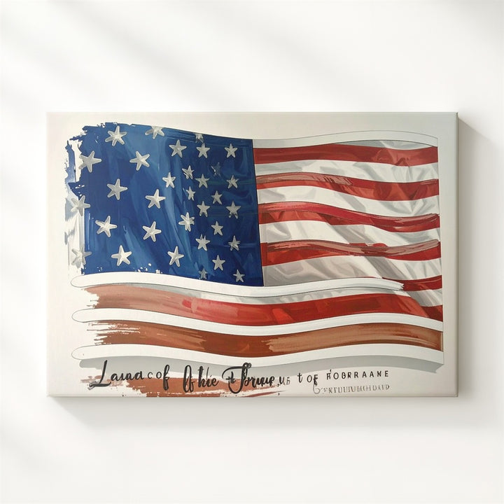 Brushstroke American Flag Canvas – “Land of the Free” Patriotic Tribute Wall Art - Gifitto