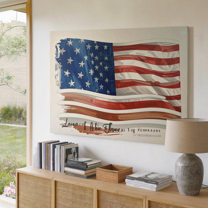 Brushstroke American Flag Canvas – “Land of the Free” Patriotic Tribute Wall Art - Gifitto