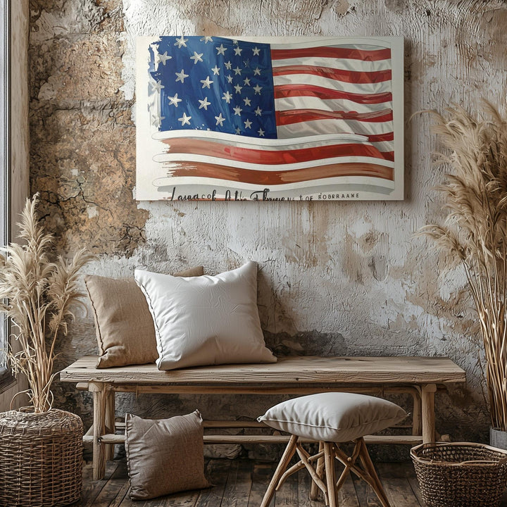 Brushstroke American Flag Canvas – “Land of the Free” Patriotic Tribute Wall Art - Gifitto