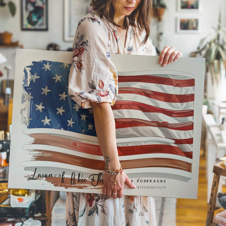 Brushstroke American Flag Canvas – “Land of the Free” Patriotic Tribute Wall Art - Gifitto