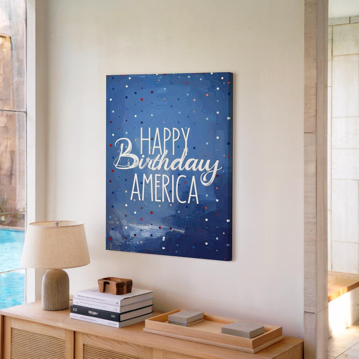 Happy Birthday America Canvas – Festive 4th of July Confetti Wall Art - Gifitto