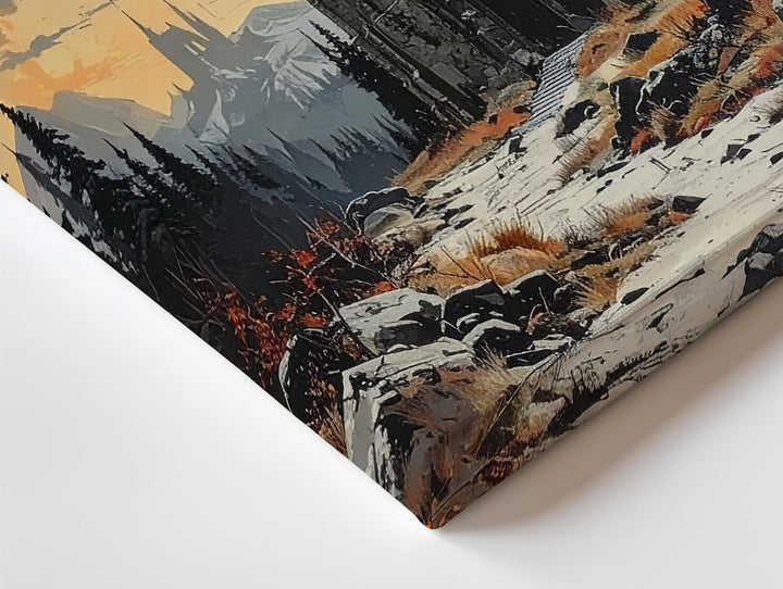 Burnt Moon Ruins Canvas – Gothic Fantasy Landscape with Orange Full Moon - Gifitto