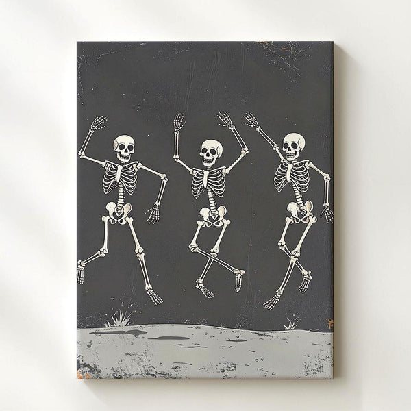 Dancing Skeletons Canvas – Playful Halloween & Día de los Muertos Wall Art - Gifitto
