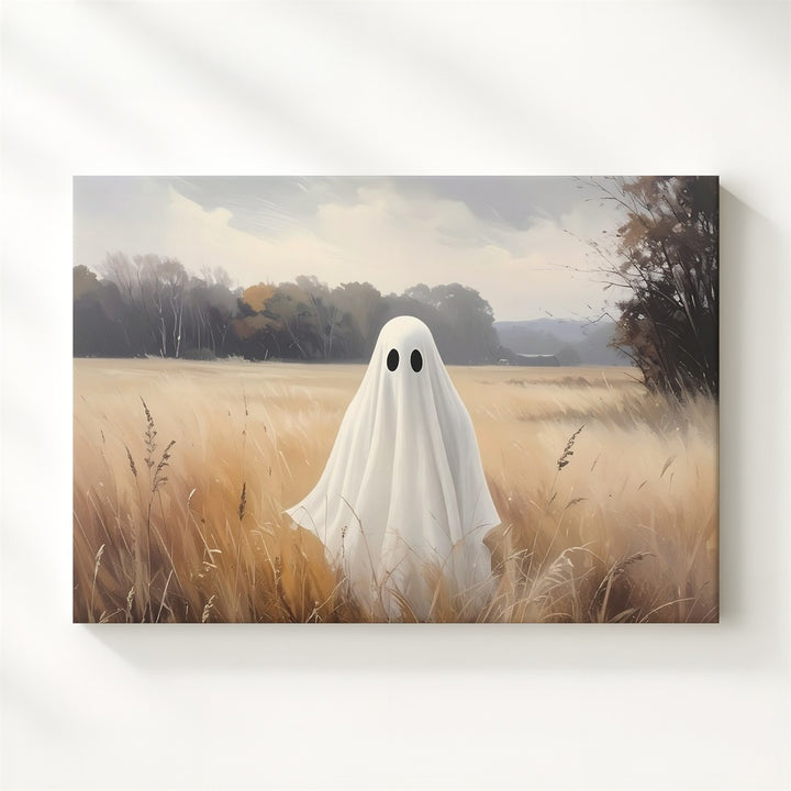 Field Ghost Canvas – Minimalist Spirit in Golden Grasses - Gifitto