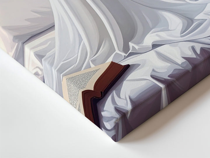 Reading Ghost in Vintage Bedroom Canvas – Serene Halloween Nostalgia Art - Gifitto