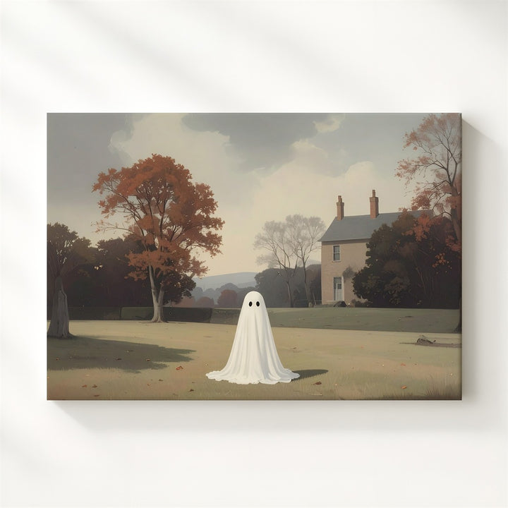 Bittersweet Haunting Canvas – Gentle Ghost Near Autumn Estate - Gifitto