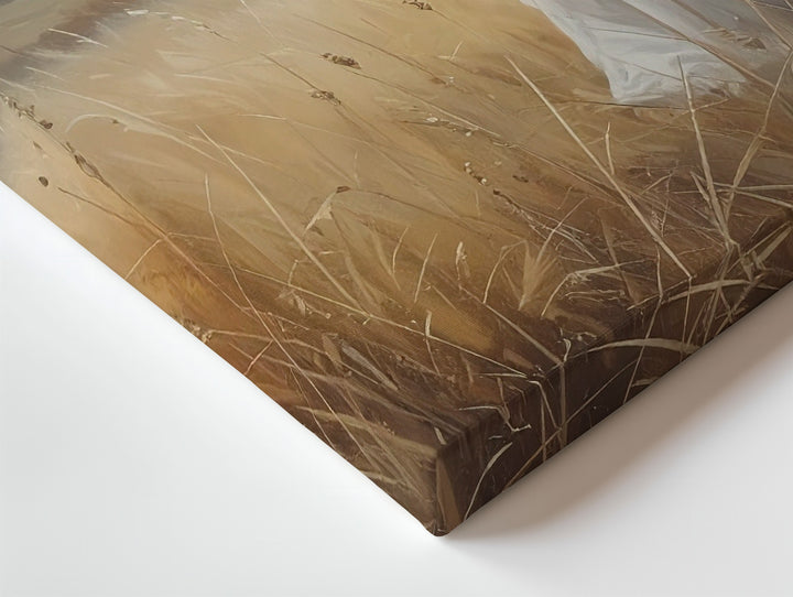 Ghost in the Wheat Field Canvas – Serene Spirit Facing Distant Barn - Gifitto