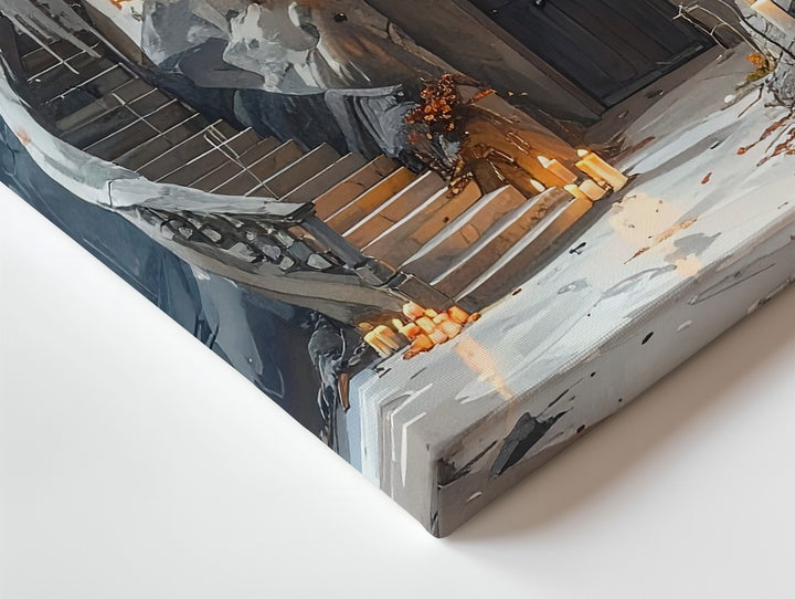 Ghost in Tree Chamber Canvas – Enchanted Halloween Woodland Hideaway Art - Gifitto