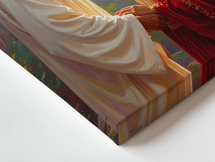 Jesus and Woman Walking Canvas – Serene Christian Wall Art of Guidance, Love, and Sacred Journey - Gifitto