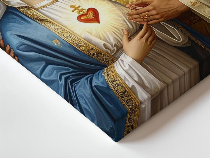Jesus and Virgin Mary Sacred Hearts Canvas – Classical Catholic Wall Art of Unity and Devotion - Gifitto