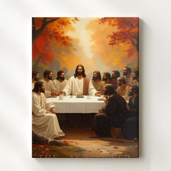 Last Supper Outdoor Canvas – Warm Christian Wall Art of Jesus and Disciples in Autumn Light - Gifitto
