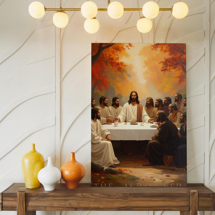 Last Supper Outdoor Canvas – Warm Christian Wall Art of Jesus and Disciples in Autumn Light - Gifitto