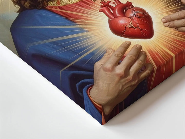 Sacred Heart of Jesus Canvas Wall Art – Traditional Catholic Icon with Radiant Divine Light - Gifitto