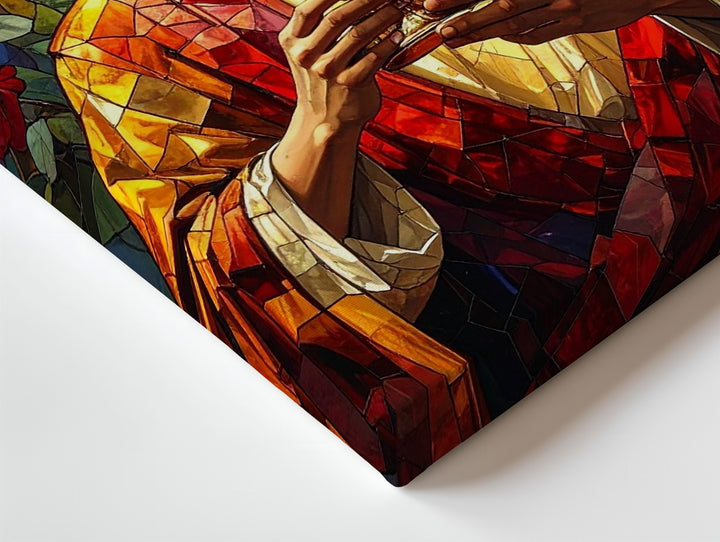 Stained Glass Jesus Eucharist Canvas – Glowing Christian Wall Art of Divine Presence and Sacred Devotion - Gifitto