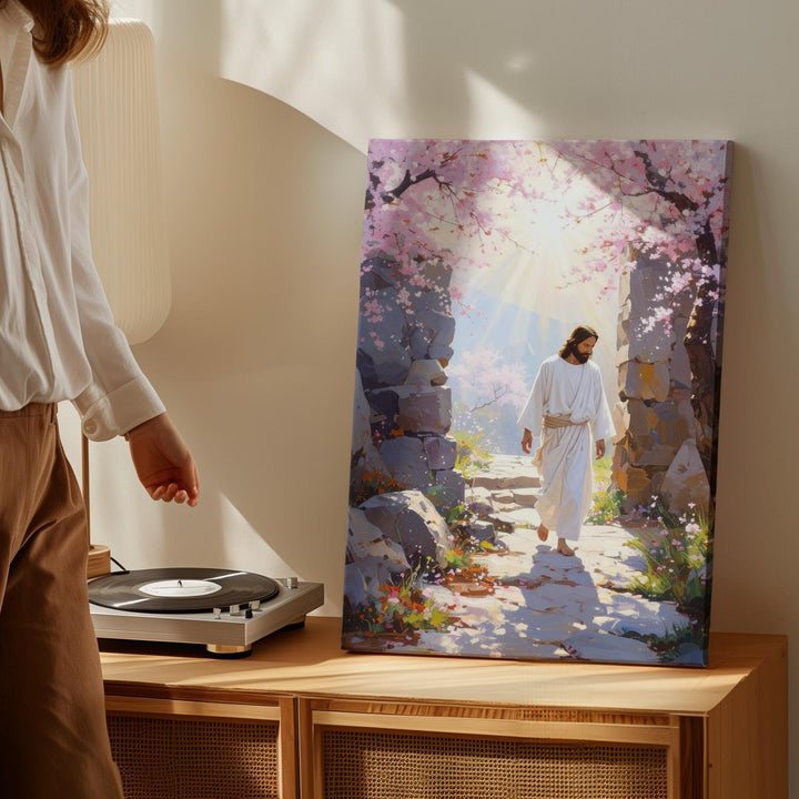 Jesus Rising from Tomb Canvas – Resurrection Christian Wall Art of Hope and Spiritual Renewal - Gifitto