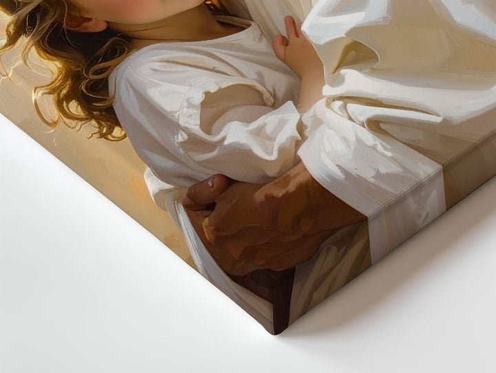 Jesus Giving Piggyback Ride Canvas – Joyful Christian Wall Art of Divine Care and Innocence - Gifitto
