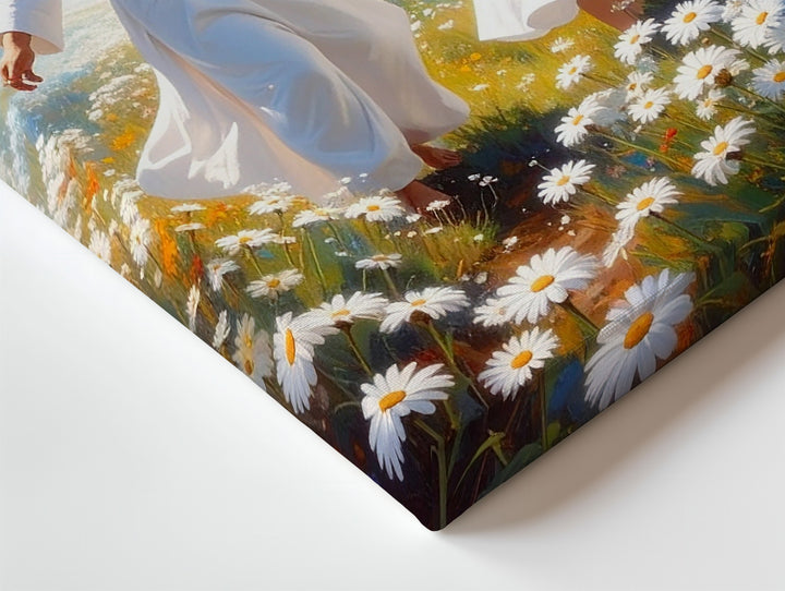 Jesus Dancing with Young Girl Canvas – Joyful Christian Wall Art of Divine Love and Innocence - Gifitto