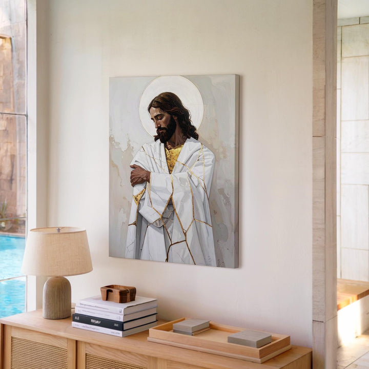 Modern Minimalist Jesus Canvas – Christian Wall Art of Healing, Restoration, and Divine Strength - Gifitto