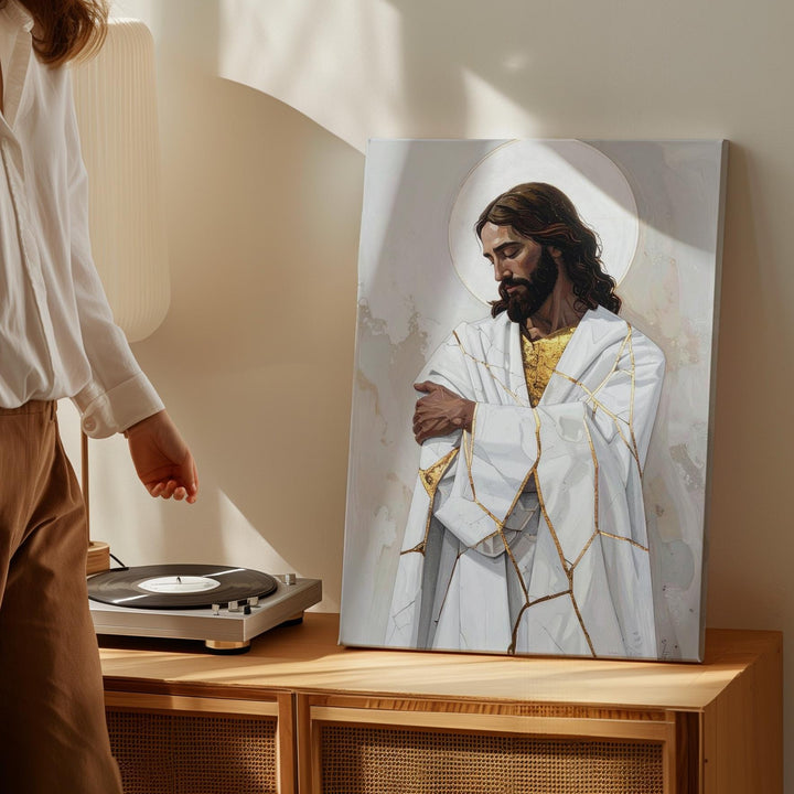 Modern Minimalist Jesus Canvas – Christian Wall Art of Healing, Restoration, and Divine Strength - Gifitto
