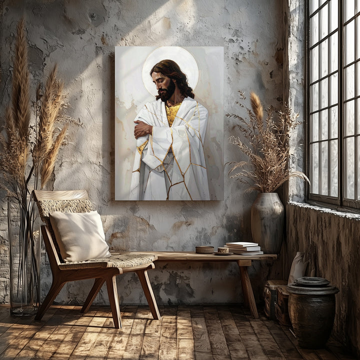 Modern Minimalist Jesus Canvas – Christian Wall Art of Healing, Restoration, and Divine Strength - Gifitto