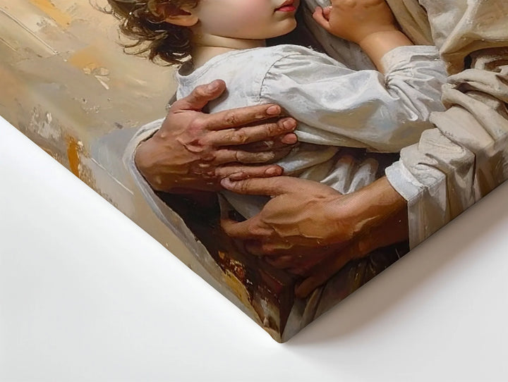 Jesus Embracing a Child Canvas – Christian Wall Art of Divine Love and Comfort - Gifitto