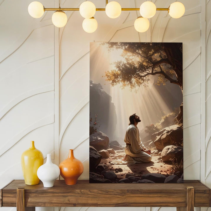 Jesus Kneeling in Prayer Canvas – Sacred Christian Wall Art of Divine Surrender and Spiritual Strength - Gifitto