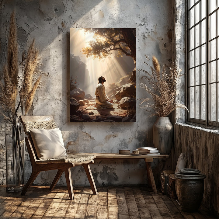 Jesus Kneeling in Prayer Canvas – Sacred Christian Wall Art of Divine Surrender and Spiritual Strength - Gifitto