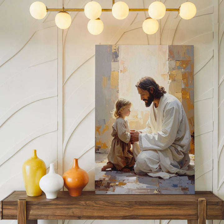 Jesus and Child Praying Canvas – Peaceful Christian Wall Art of Faith, Guidance, and Divine Serenity - Gifitto