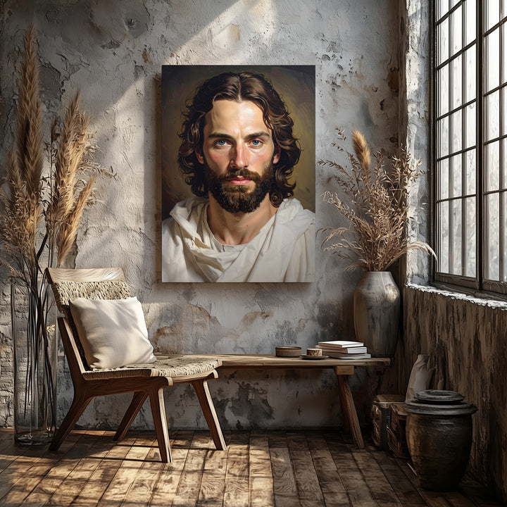 Hyper-Realistic Jesus Portrait Canvas – Contemporary Christian Wall Art of Divine Presence and Humanity - Gifitto