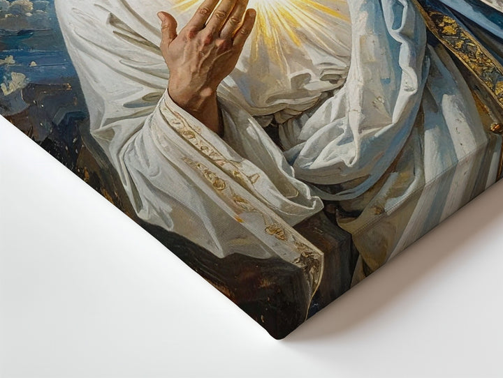 Jesus Radiating Divine Light Canvas – Sacred Heart Christian Wall Art of Grace and Mercy - Gifitto