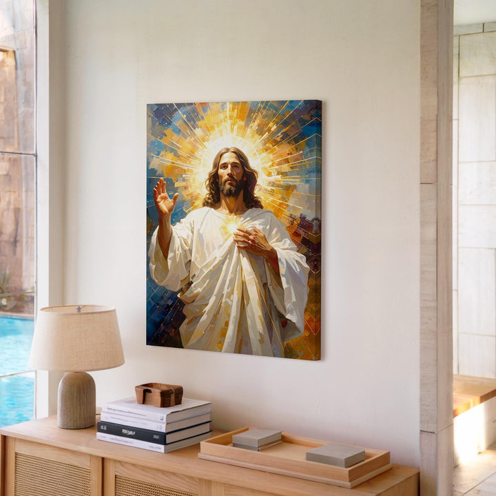 Jesus Radiating Divine Light Canvas – Powerful Christian Wall Art of Sacred Transcendence and Glory - Gifitto