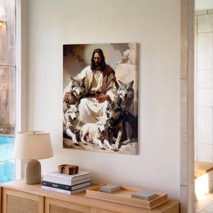 Jesus Among Wolves Canvas – Sacred Christian Wall Art of Divine Authority and Peace - Gifitto