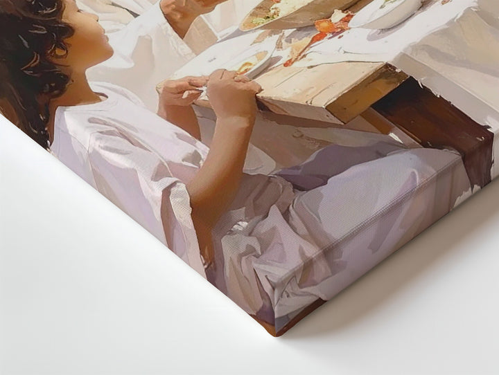 Jesus Sharing Meal with Children Canvas – Tender Christian Wall Art of Sacred Nourishment and Joy - Gifitto