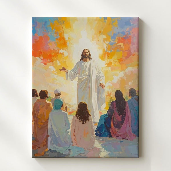 Jesus Teaching Disciples Canvas – Warm Christian Wall Art of Wisdom and Spiritual Enlightenment - Gifitto