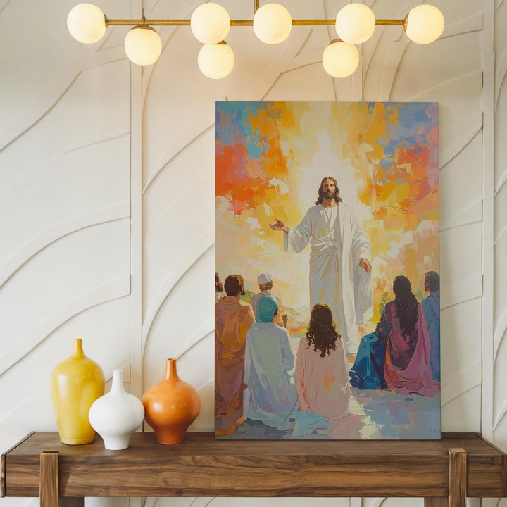 Jesus Teaching Disciples Canvas – Warm Christian Wall Art of Wisdom and Spiritual Enlightenment - Gifitto