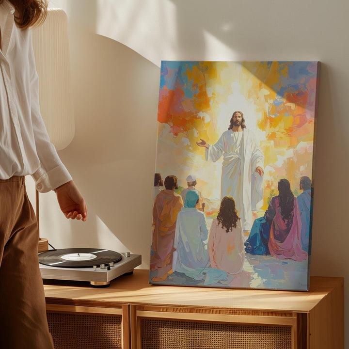 Jesus Teaching Disciples Canvas – Warm Christian Wall Art of Wisdom and Spiritual Enlightenment - Gifitto