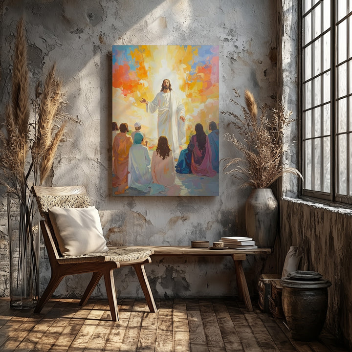 Jesus Teaching Disciples Canvas – Warm Christian Wall Art of Wisdom and Spiritual Enlightenment - Gifitto