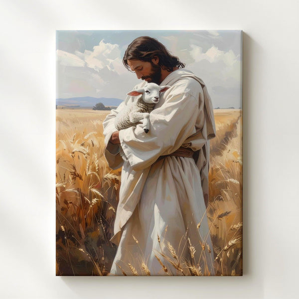 Jesus Welcoming Child in Wheat Field Canvas – Joyful Christian Wall Art of Divine Love and Reunion - Gifitto