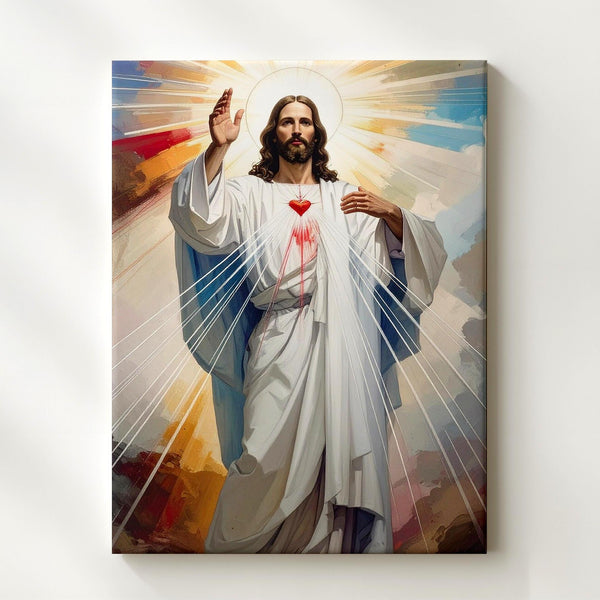 Divine Mercy Jesus Canvas – Peaceful Christian Wall Art of Grace and Forgiveness - Gifitto