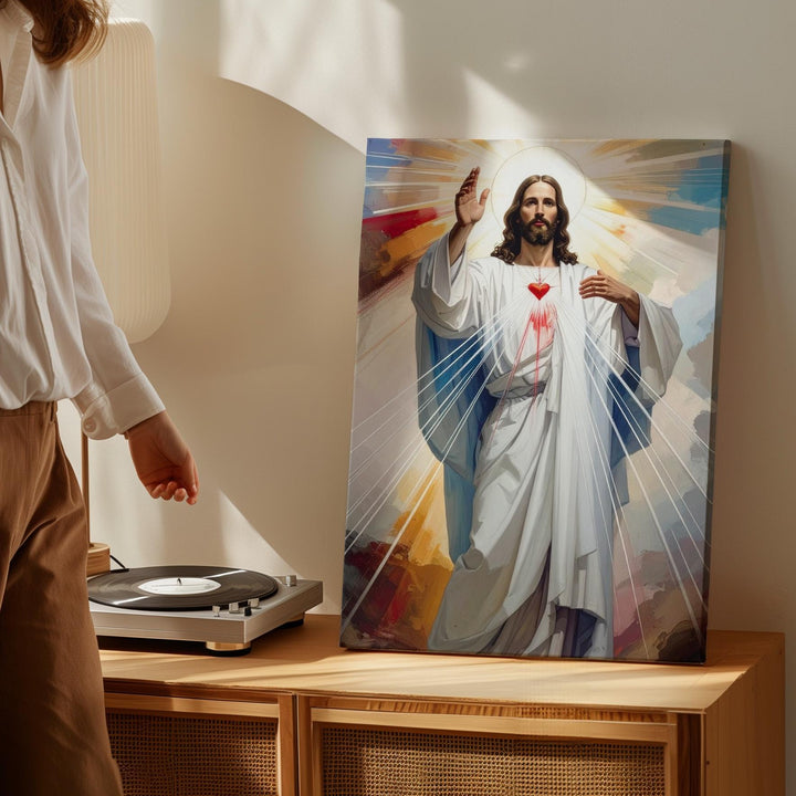 Divine Mercy Jesus Canvas – Peaceful Christian Wall Art of Grace and Forgiveness - Gifitto