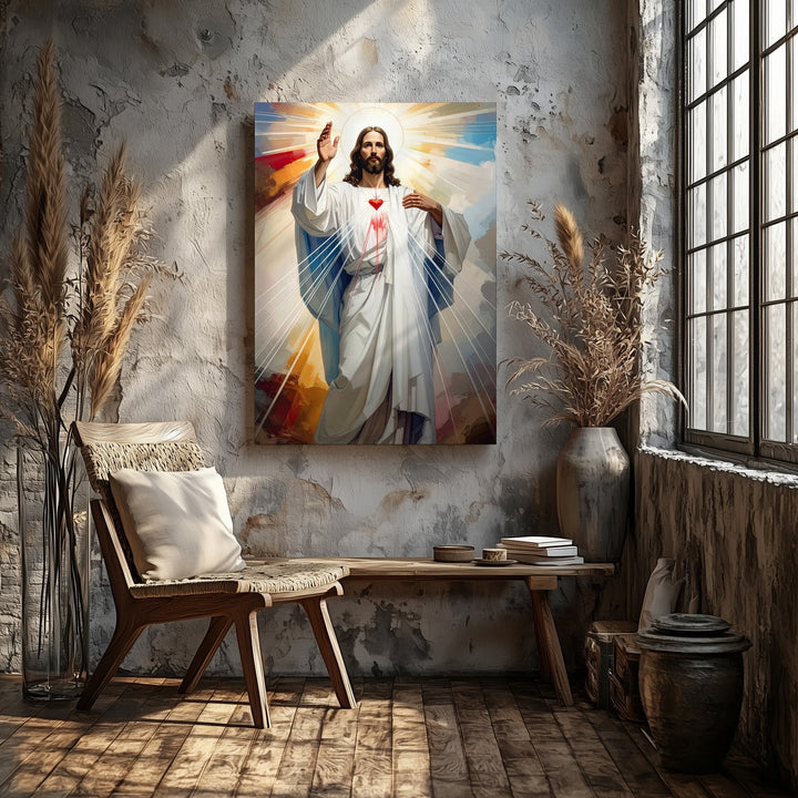 Divine Mercy Jesus Canvas – Peaceful Christian Wall Art of Grace and Forgiveness - Gifitto