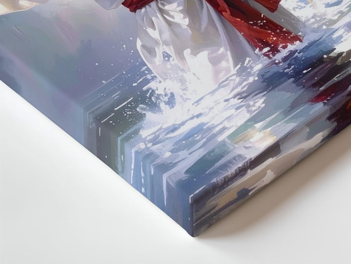 Jesus in Reflective Water Canvas – Serene Christian Wall Art of Baptism and Divine Renewal - Gifitto
