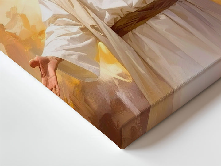 Jesus with Arms Open Canvas – Radiant Christian Wall Art of Resurrection and Divine Transcendence - Gifitto